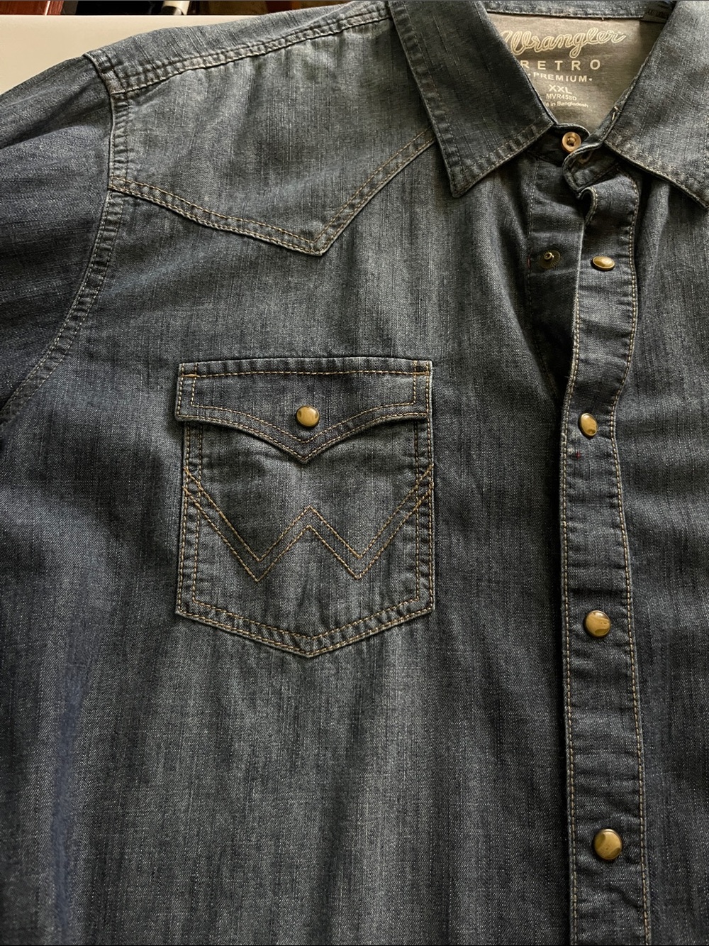 Wrangler Retro Premium Denim Long Sleeve Pearl Snap Shirt Size XXL - Picture 11 of 12
